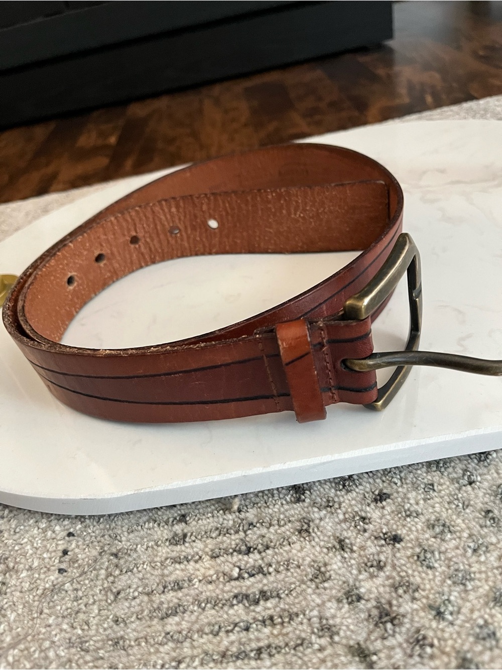 Vintage brown, leather belt, genuine leather